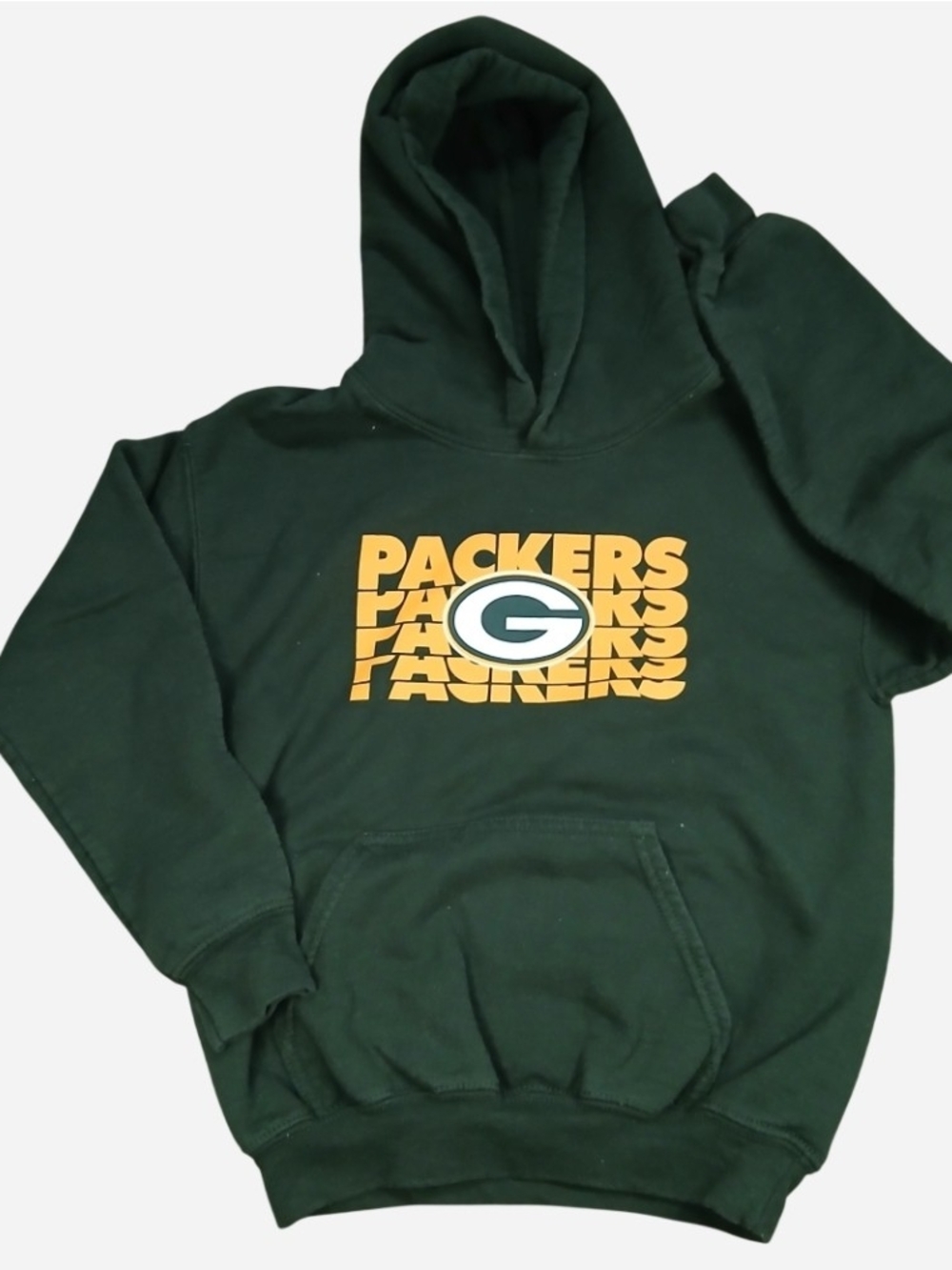 NFL Green Bay Packers Youth Small Hoodie Kids Green Pullover Sweatshirt Fleece